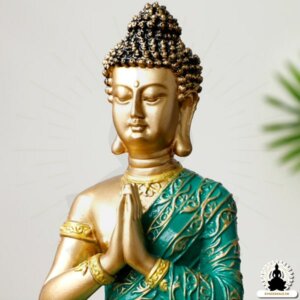 Buddha Figurer Grøn og guld Resin Buddha (23 cm) Zen Meditation Dekoration (2)