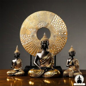Buddha Figurer Håndlavet Golden Resin Buddha Zen Meditation Decoration (1)