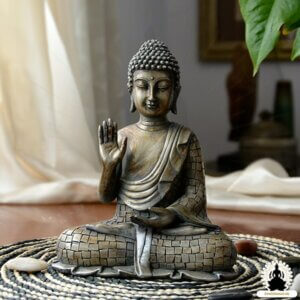 Buddha Figurer Håndlavet og håndmalet harpiks Buddha Statue (21,5 cm) Zen Meditation Dekoration (1)