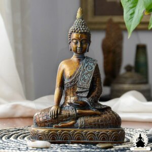 Buddha Figurer Håndlavet thailandsk Buddha-statue i harpiks (23 cm) Zen Meditation Dekoration (1)
