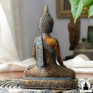 Buddha Figurer Håndlavet thailandsk Buddha-statue i harpiks (23 cm) Zen Meditation Dekoration (2)